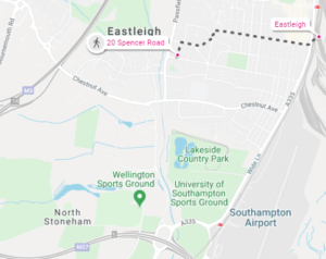 Spencer Road Map to Eastleigh Town & Train Station